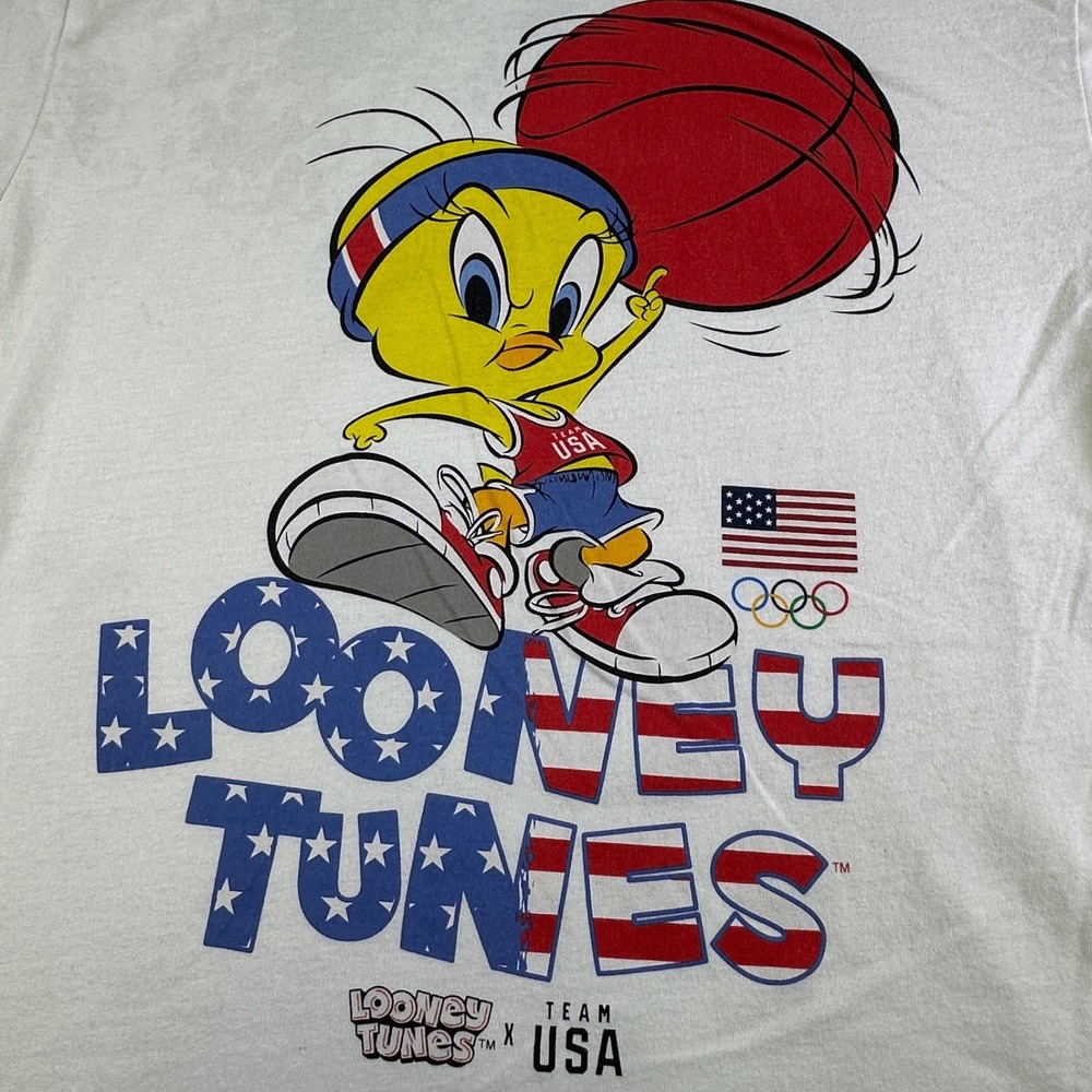 Looney Tunes‎ X Team USA Shirt Men's Medium Tweety Bird Basketball White Olympic